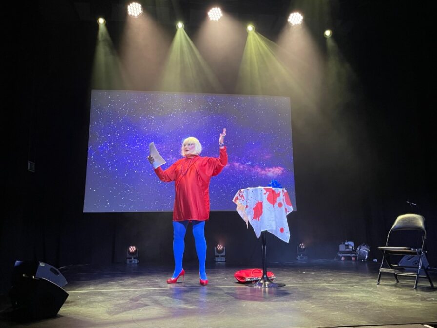 Photo from Timo Tähkänen's presentation Speech in Drag: Queer Listening as Artistic Practice