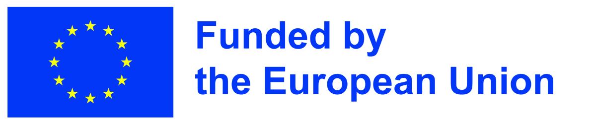 Logo, jossa teksti Funded by the European Union sek&auml; EU:n lippu