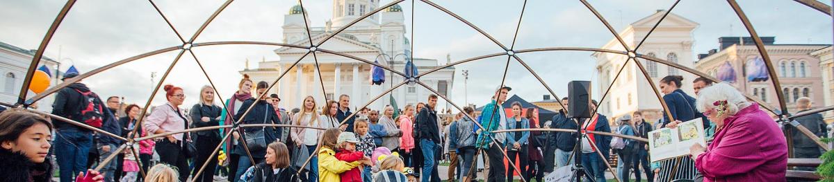 An art event near the cathedral in Helsinki