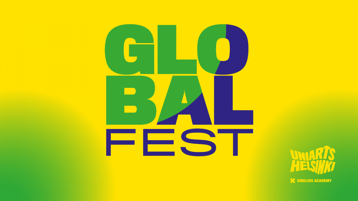 global festlogotyp på grön / gul bakgrund