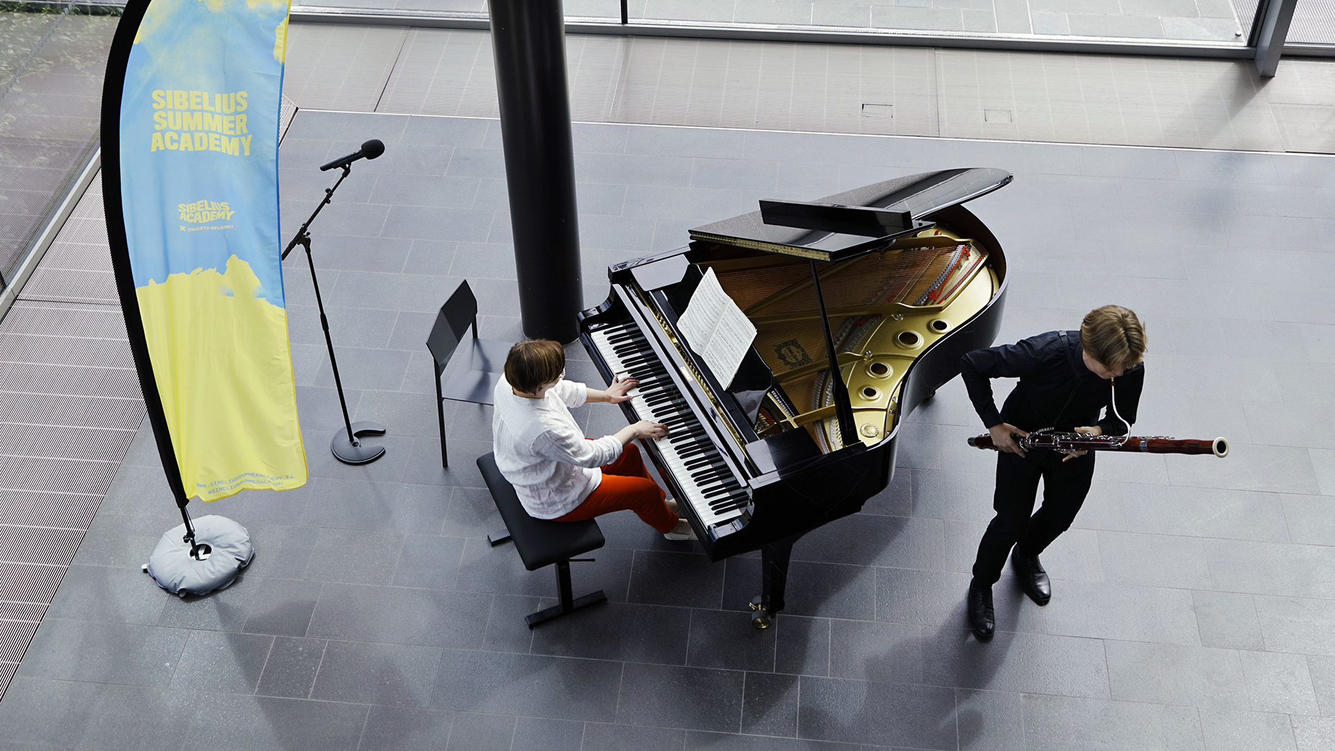 Student playing the bassoon with an accompanist