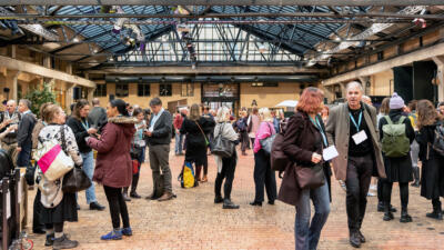 A crowd of people at Theatre Academy's lobby.