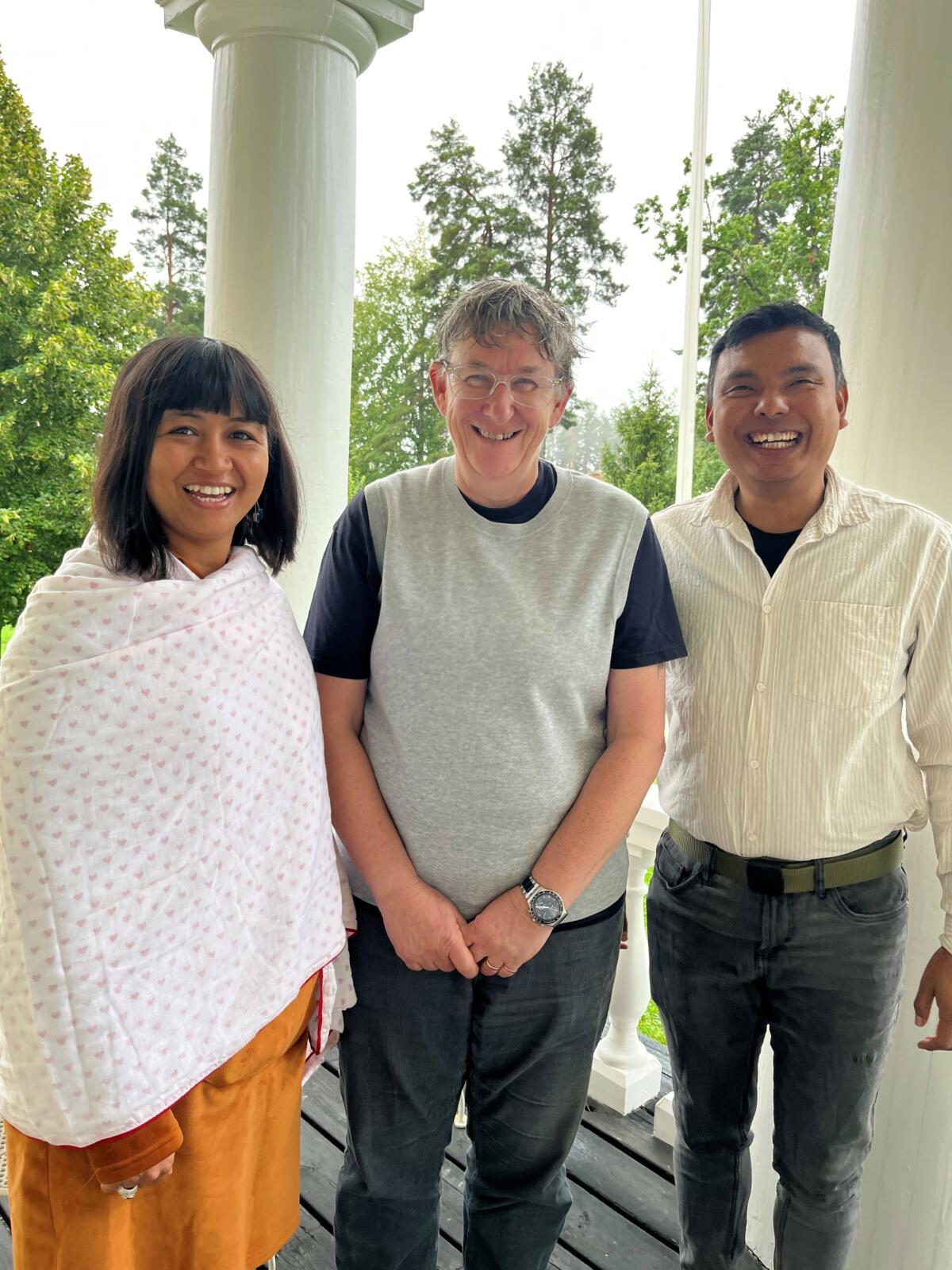 In the picture stands Pushpa Palanchoke (right), Karen Charman (middle), and Prem Gurung (left). 