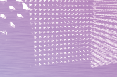 An abstract image with white geometrical patterns on lavender background