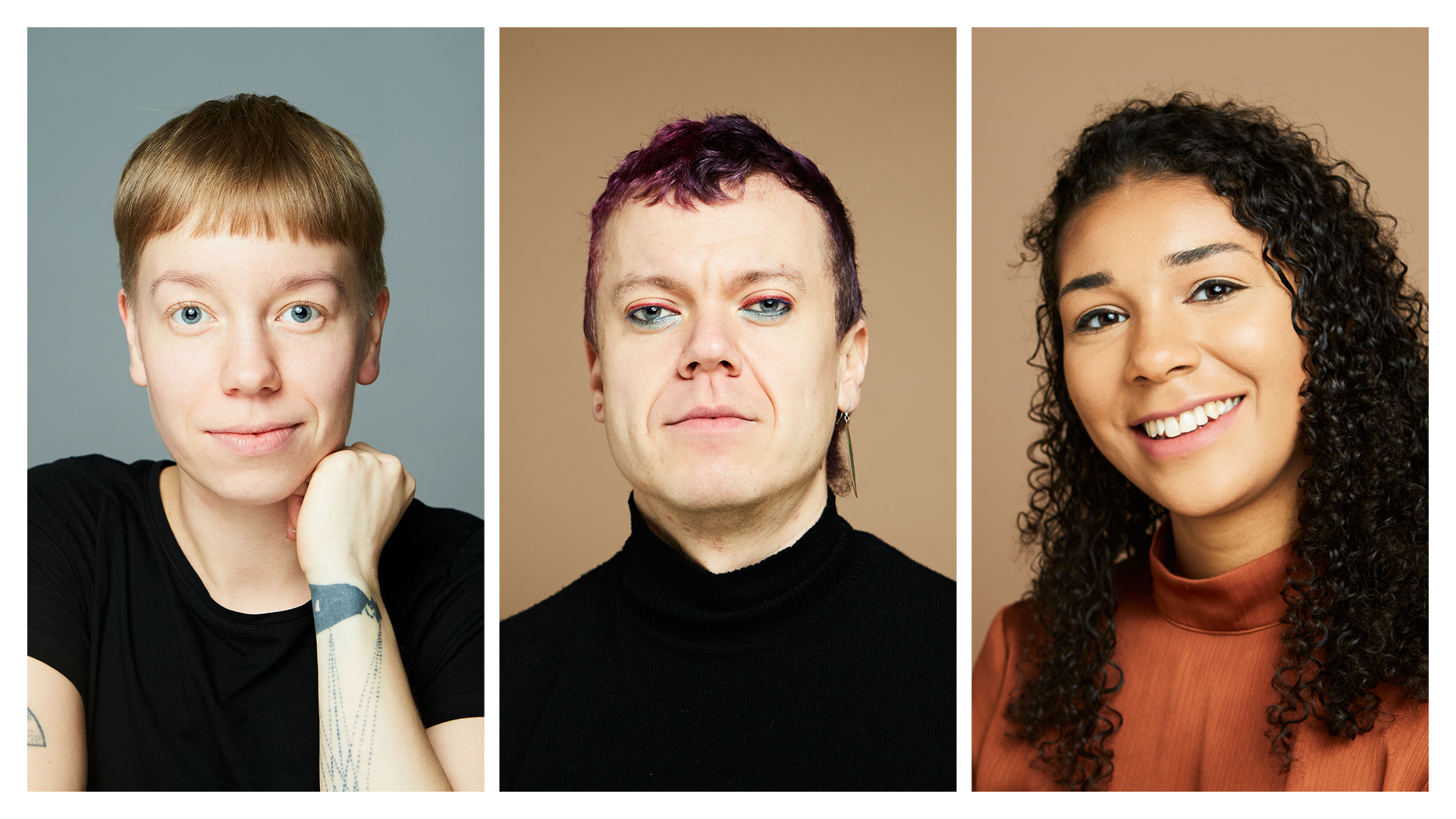 portraits of three students working for the campaign
