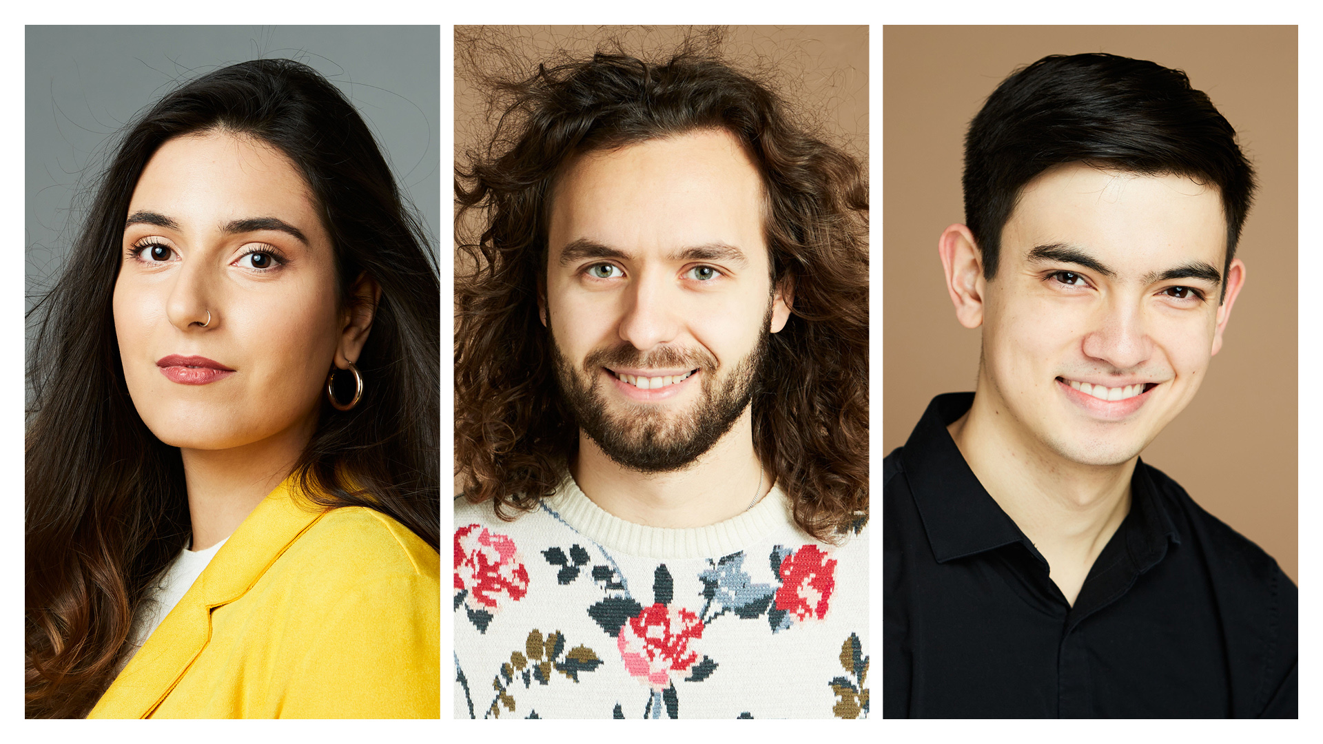 Portraits of three students working for the campaign